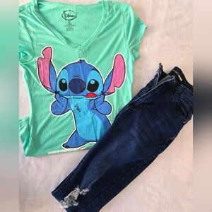 Disney Stitch Graphic Tee - Mint Green